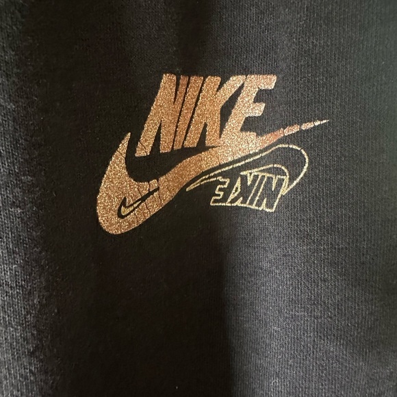 Nike Black Sweatpants with Rose Gold Glitter Logo - Picture 2 of 7